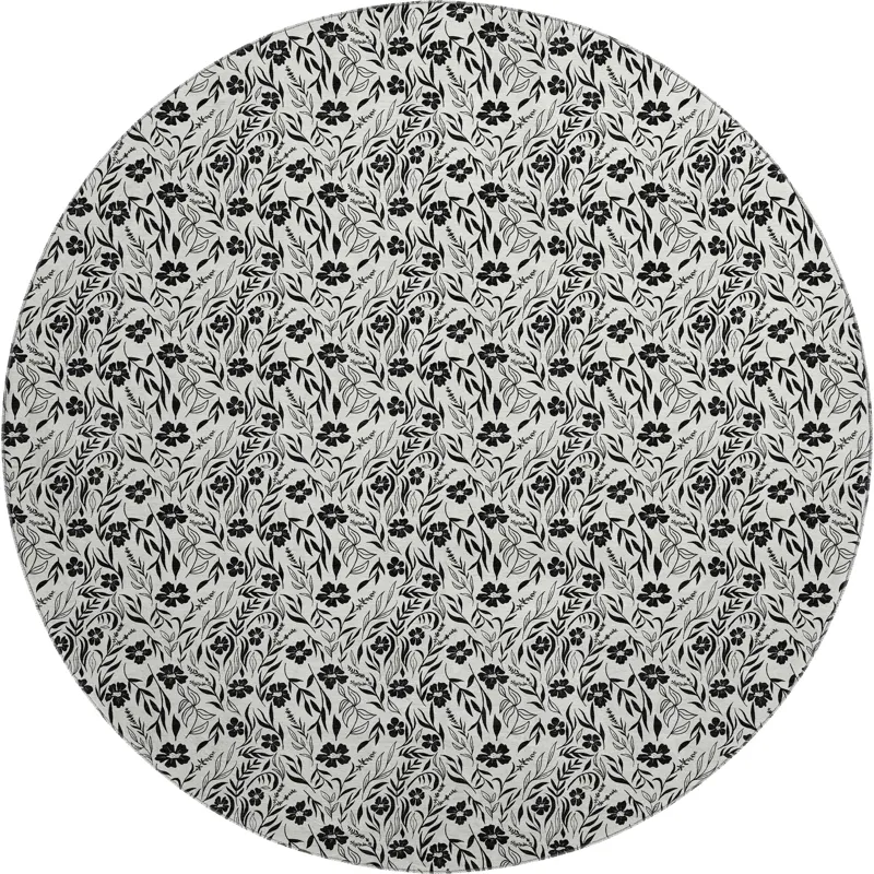 Luxury Washable Indoor/Outdoor Soft Essentials Ivory 8\' x 8\' Round Rug