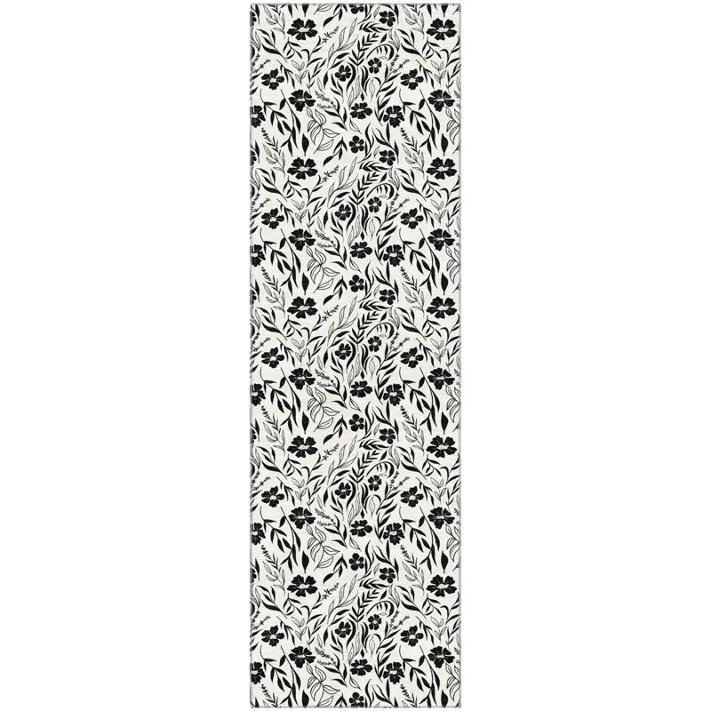 Luxury Washable Indoor/Outdoor Soft Essentials Ivory 2\'3\" x 7\'6\" Runner Rug