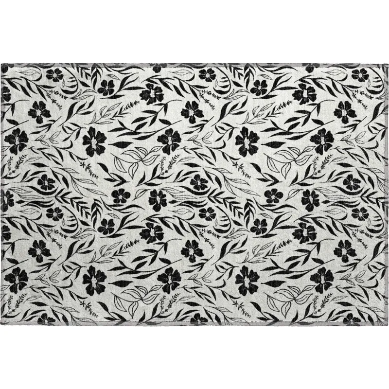 Luxury Washable Indoor/Outdoor Soft Essentials Ivory 1\'8\" x 2\'6\" Rug