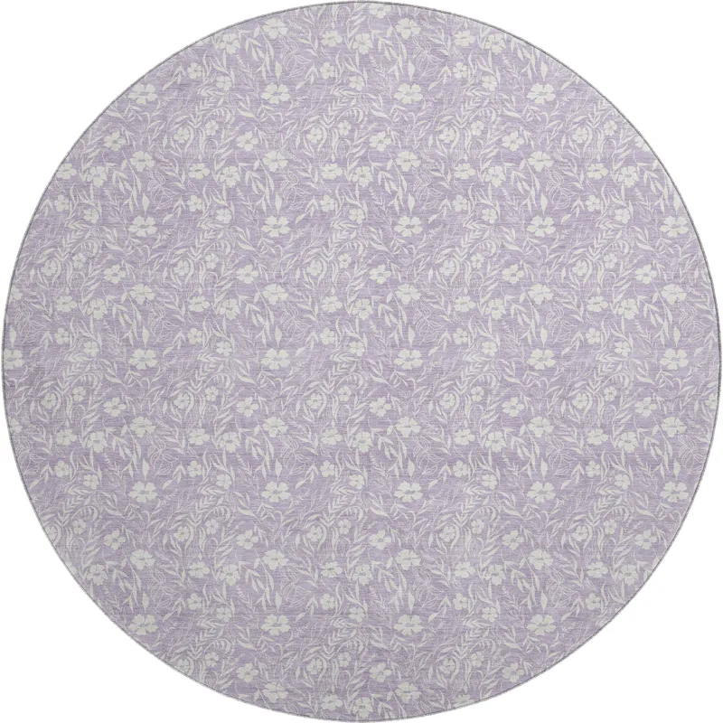 Luxury Washable Indoor/Outdoor Soft Essentials Lavender 8\' x 8\' Round Rug