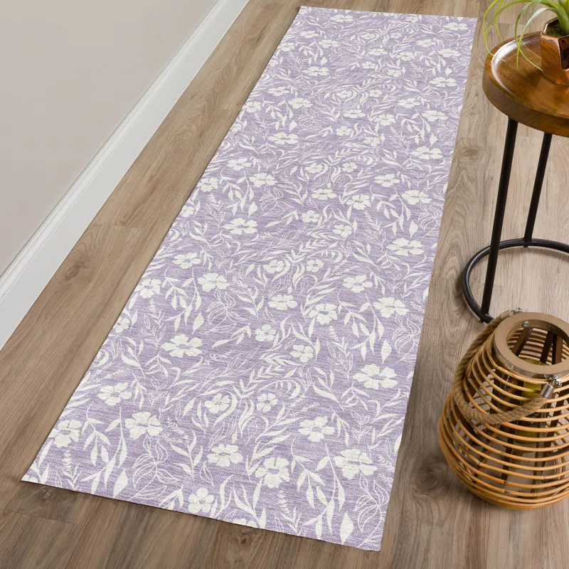 Luxury Washable Indoor/Outdoor Soft Essentials Lavender 2\'3\" x 7\'6\" Runner Rug
