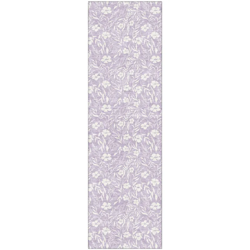 Luxury Washable Indoor/Outdoor Soft Essentials Lavender 2\'3\" x 7\'6\" Runner Rug