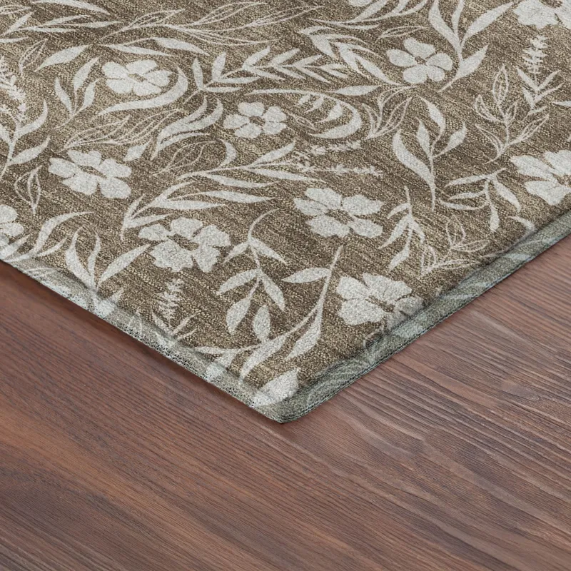 Luxury Washable Indoor/Outdoor Soft Essentials Mocha 2\'3\" x 7\'6\" Runner Rug