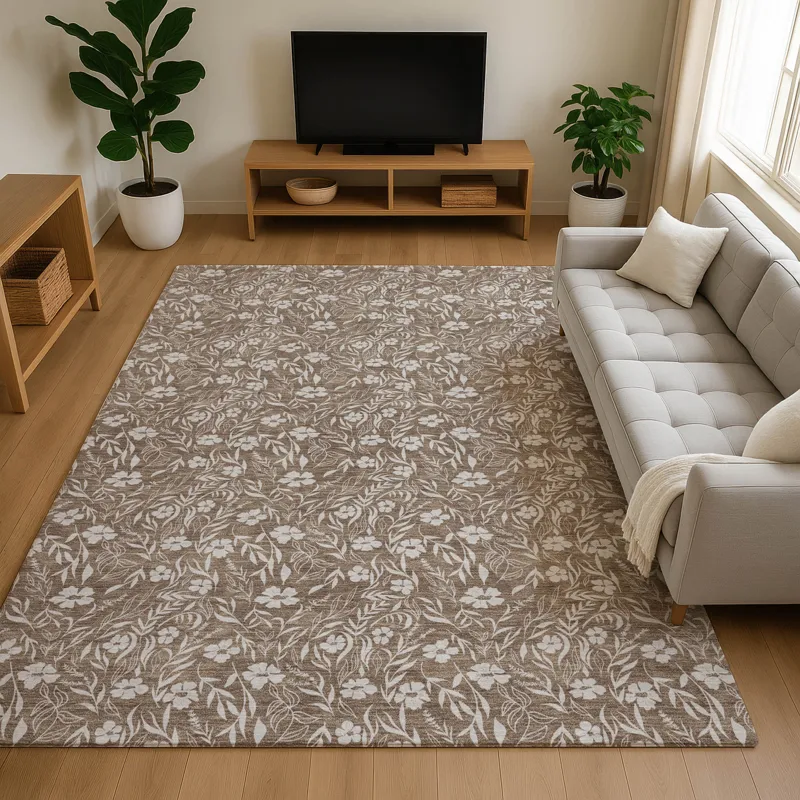 Luxury Washable Indoor/Outdoor Soft Essentials Mocha 3\' x 5\' Rug