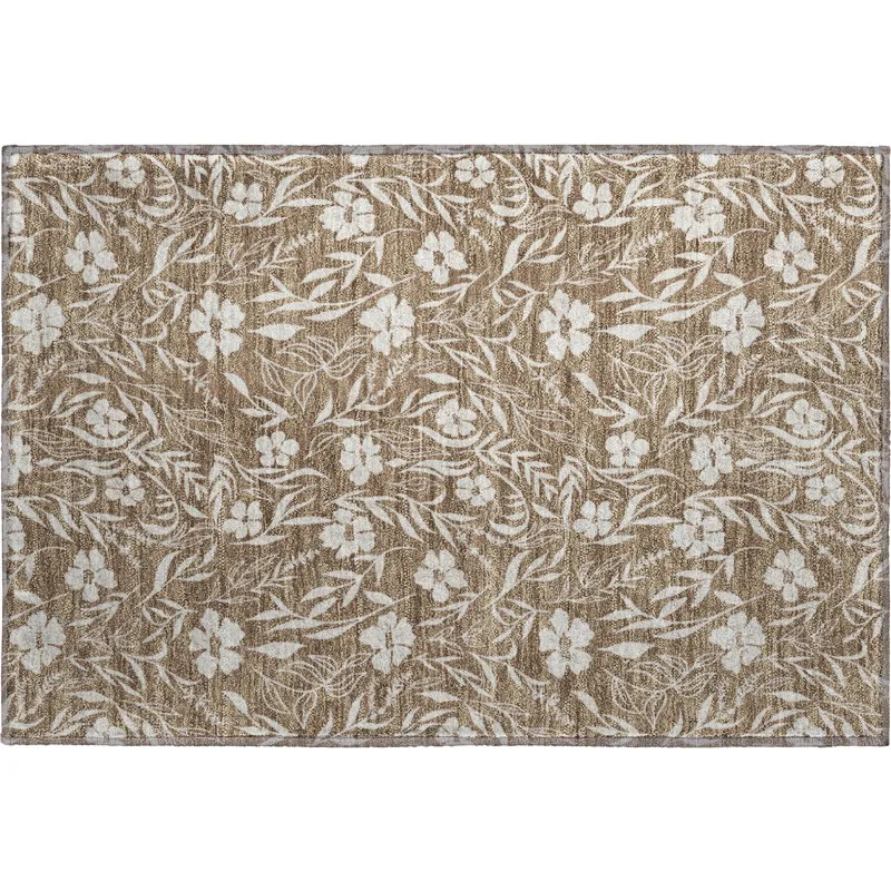 Luxury Washable Indoor/Outdoor Soft Essentials Mocha 1\'8\" x 2\'6\" Rug