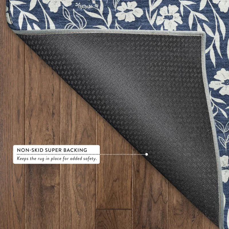 Luxury Washable Indoor/Outdoor Soft Essentials Navy 9\' x 12\' Rug