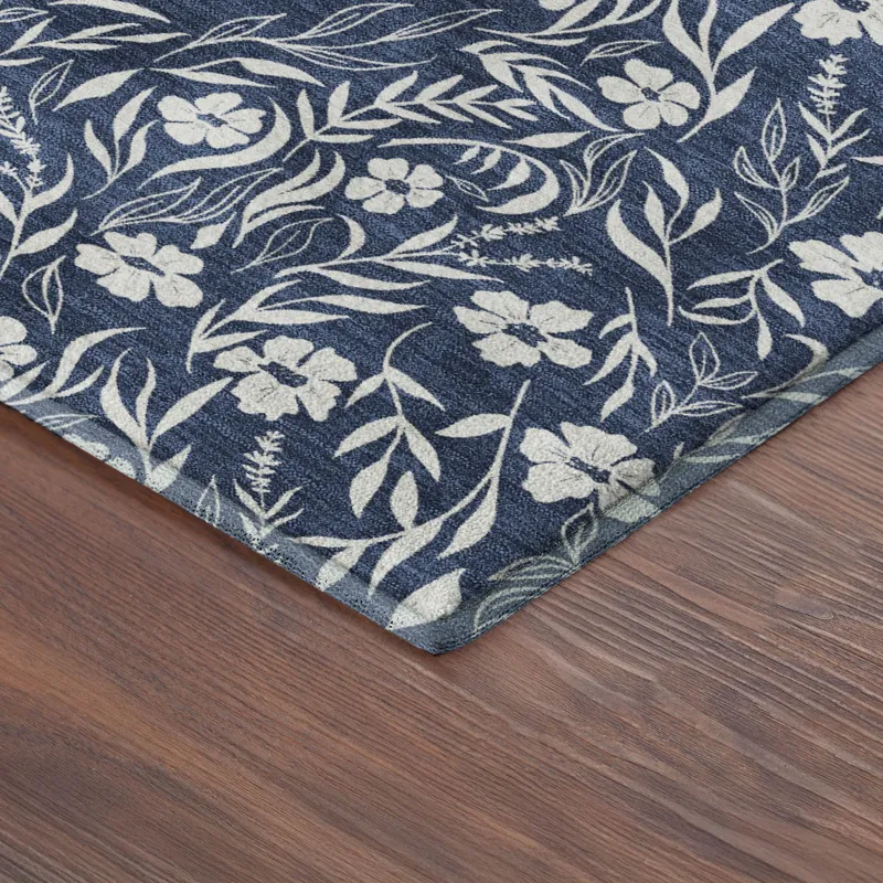 Luxury Washable Indoor/Outdoor Soft Essentials Navy 9\' x 12\' Rug