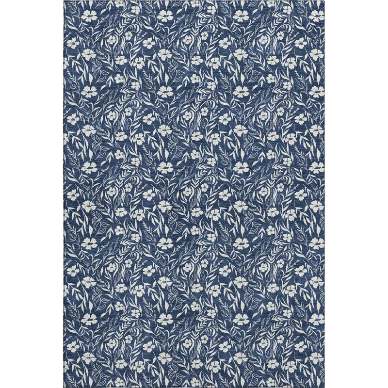 Luxury Washable Indoor/Outdoor Soft Essentials Navy 9\' x 12\' Rug