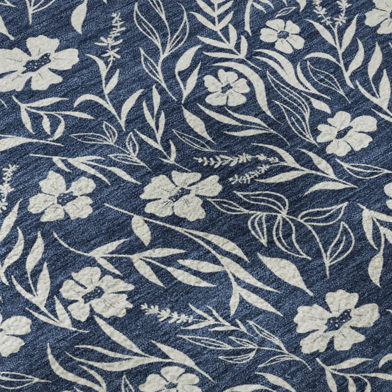 Luxury Washable Indoor/Outdoor Soft Essentials Navy 9\' x 12\' Rug