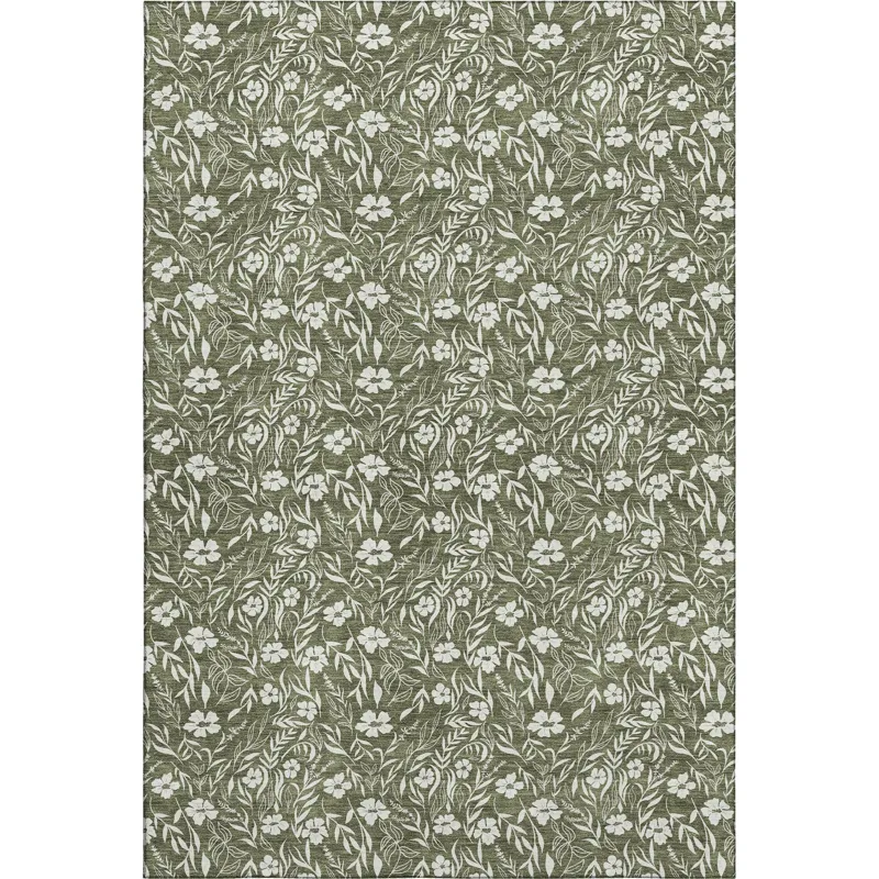 Luxury Washable Indoor/Outdoor Soft Essentials Olive 10\' x 14\' Rug