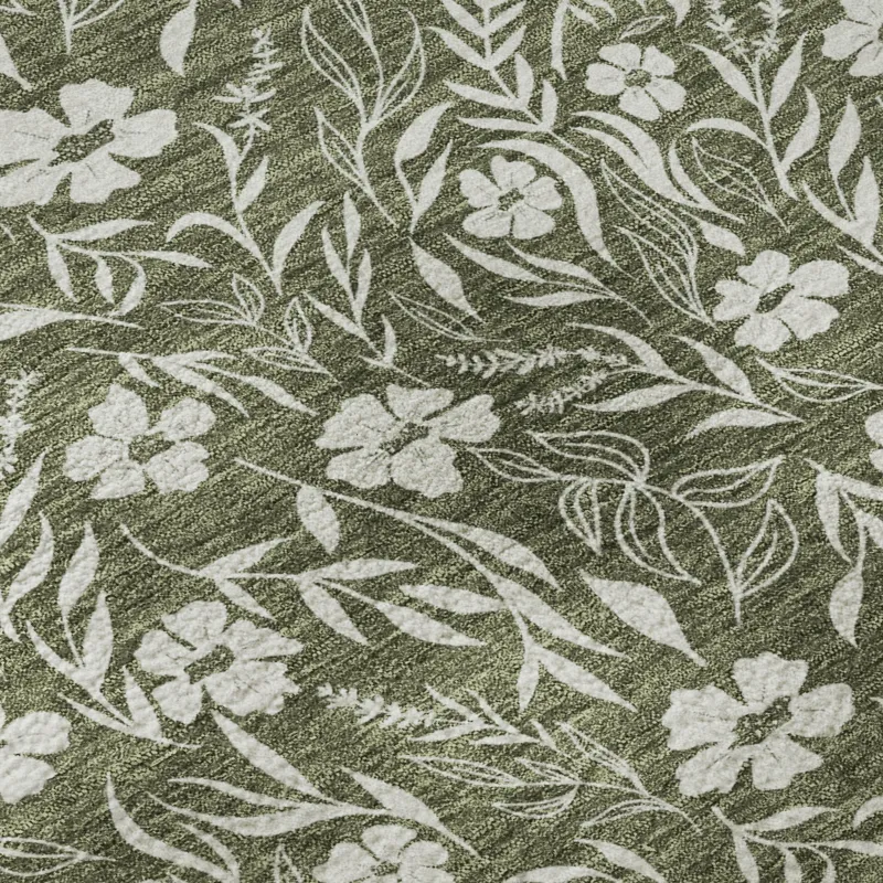 Luxury Washable Indoor/Outdoor Soft Essentials Olive 2\'3\" x 7\'6\" Runner Rug