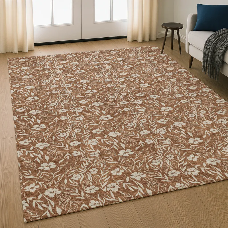 Luxury Washable Indoor/Outdoor Soft Essentials Paprika 5\' x 7\'6\" Rug