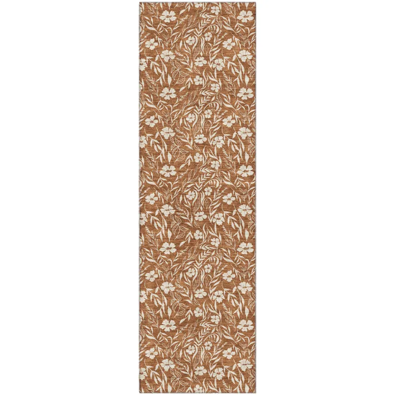 Luxury Washable Indoor/Outdoor Soft Essentials Paprika 2\'3\" x 7\'6\" Runner Rug
