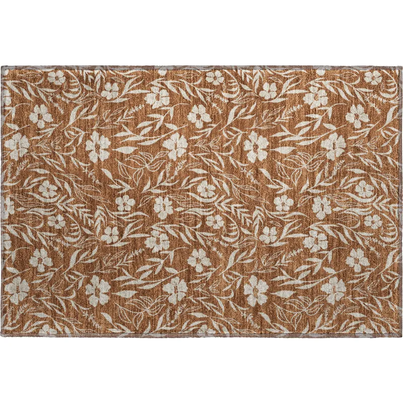 Luxury Washable Indoor/Outdoor Soft Essentials Paprika 1\'8\" x 2\'6\" Rug