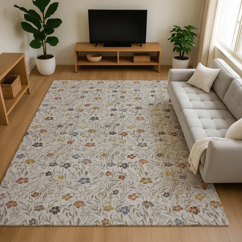 Luxury Washable Indoor/Outdoor Soft Essentials Pearl 8\' x 10\' Rug