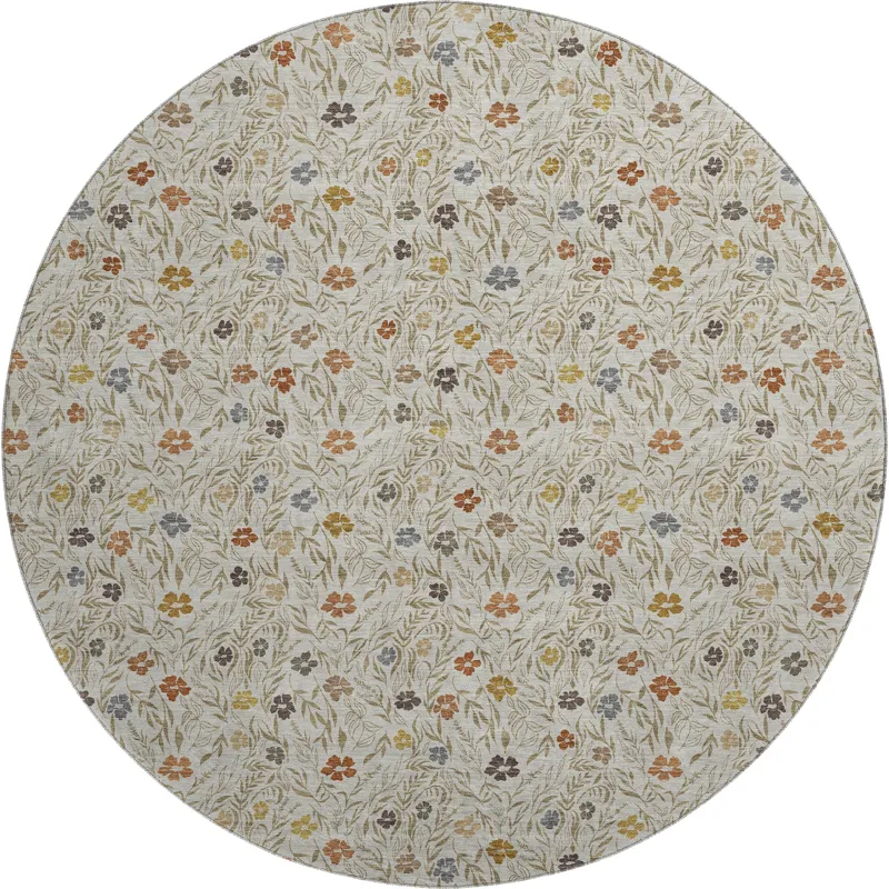 Luxury Washable Indoor/Outdoor Soft Essentials Pearl 8\' x 8\' Round Rug
