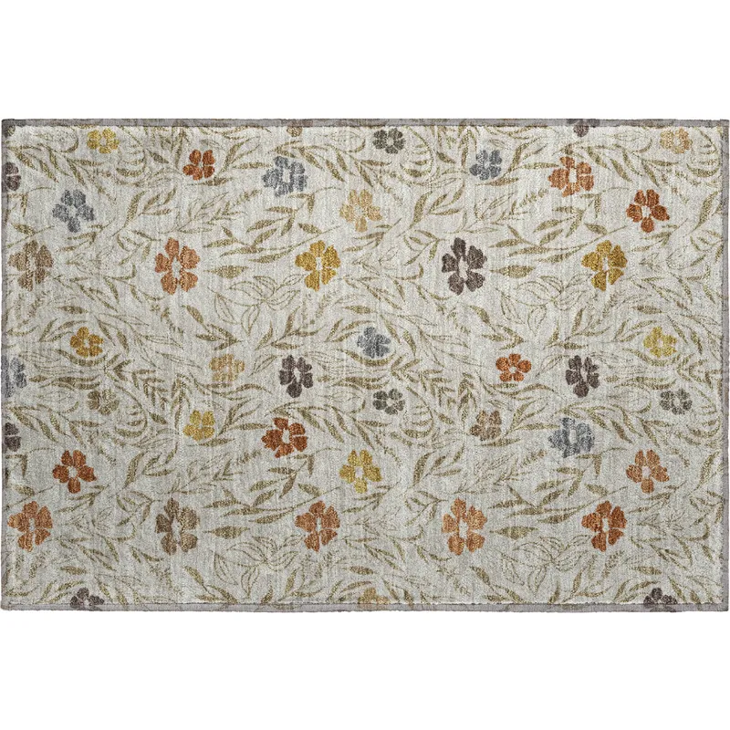 Luxury Washable Indoor/Outdoor Soft Essentials Pearl 1\'8\" x 2\'6\" Rug