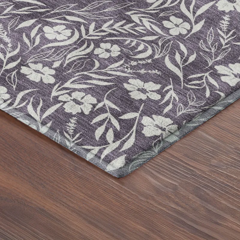 Luxury Washable Indoor/Outdoor Soft Essentials Purple 2\'6\" x 3\'10\" Rug