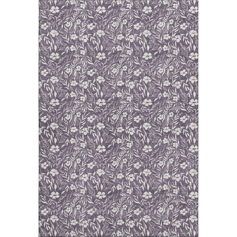 Luxury Washable Indoor/Outdoor Soft Essentials Purple 2\'6\" x 3\'10\" Rug