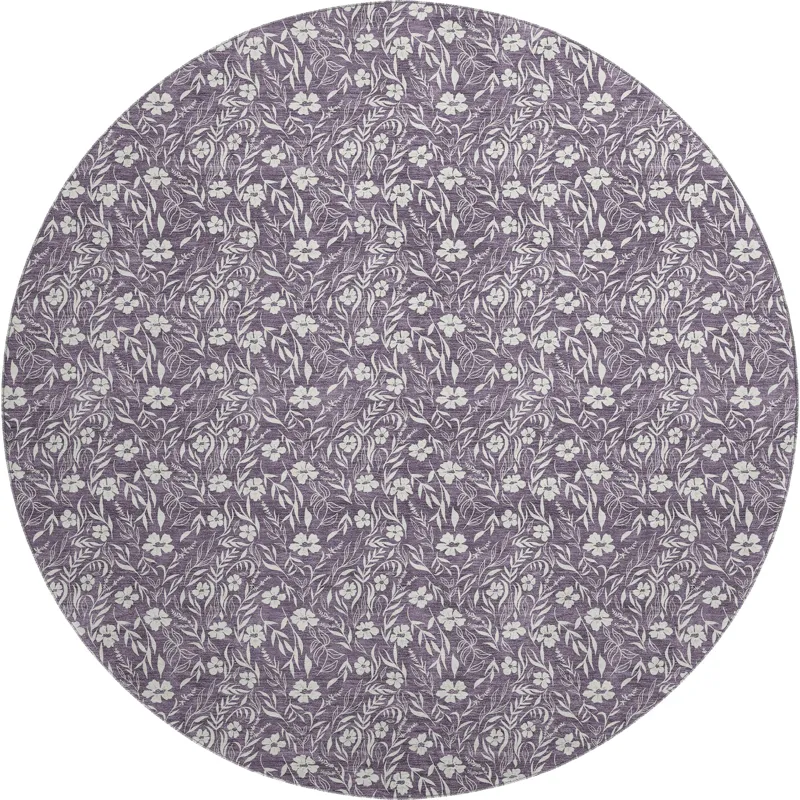 Luxury Washable Indoor/Outdoor Soft Essentials Purple 8\' x 8\' Round Rug