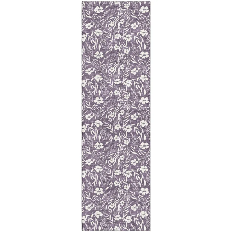 Luxury Washable Indoor/Outdoor Soft Essentials Purple 2\'3\" x 7\'6\" Runner Rug