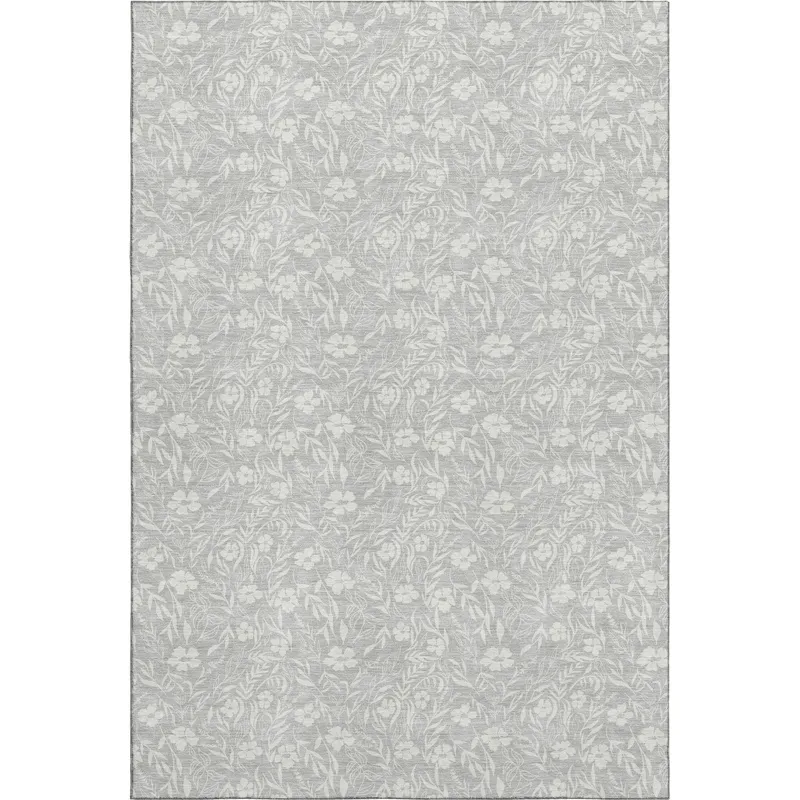 Luxury Washable Indoor/Outdoor Soft Essentials Silver 5\' x 7\'6\" Rug