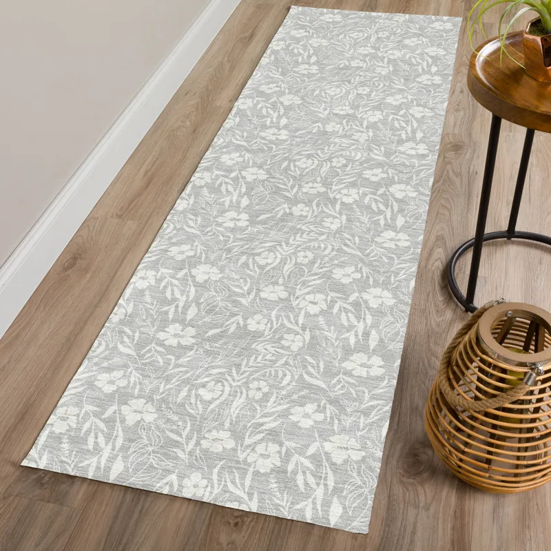 Luxury Washable Indoor/Outdoor Soft Essentials Silver 2\'3\" x 7\'6\" Runner Rug