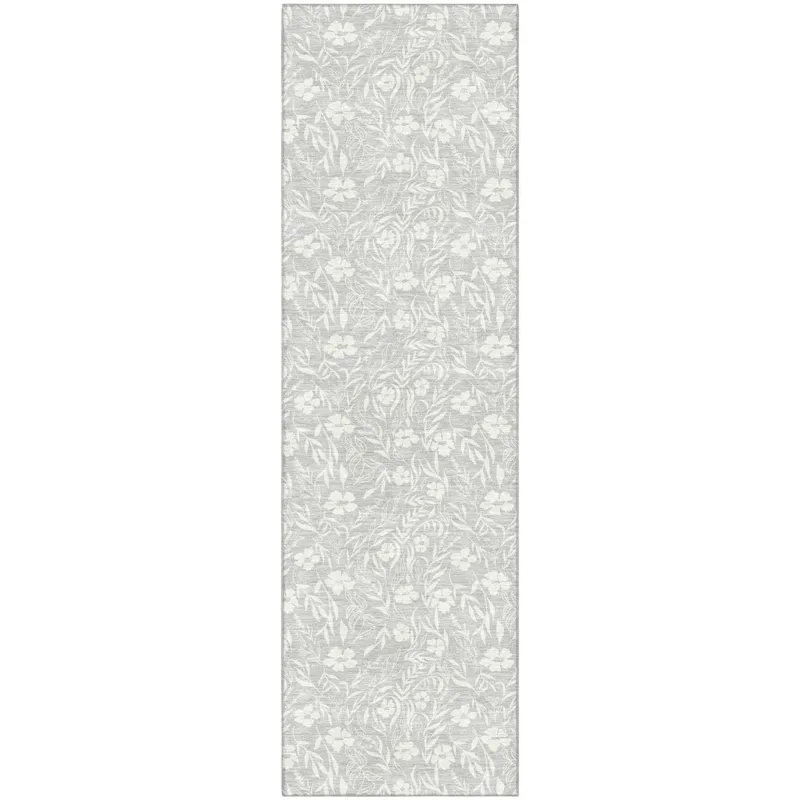 Luxury Washable Indoor/Outdoor Soft Essentials Silver 2\'3\" x 7\'6\" Runner Rug