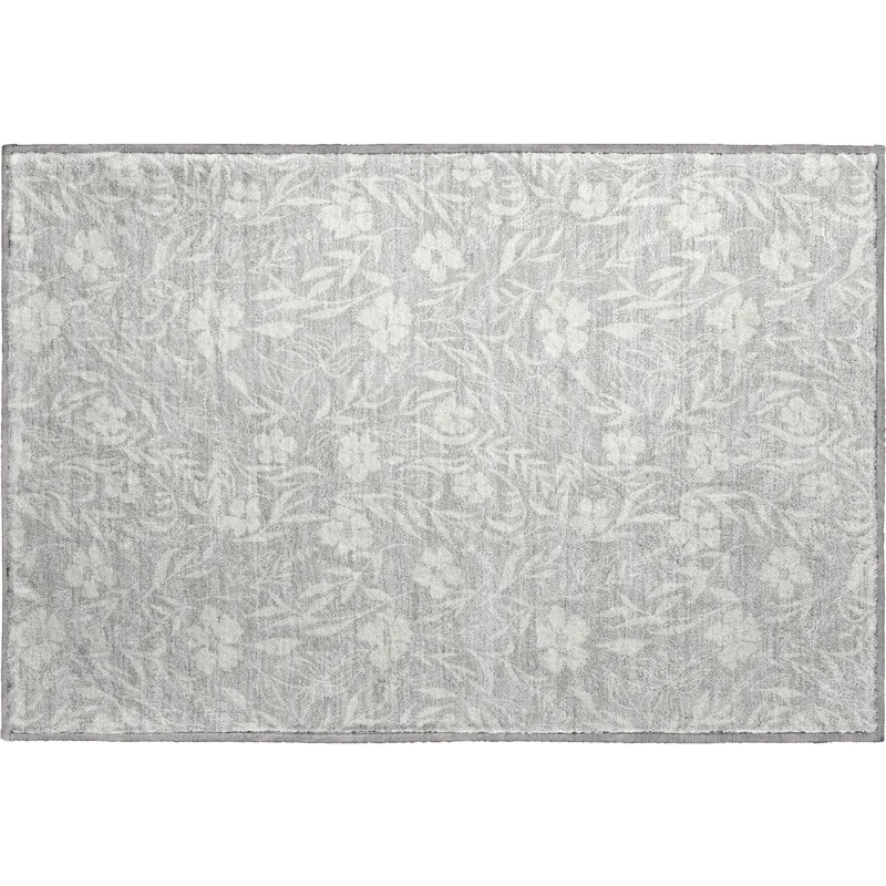 Luxury Washable Indoor/Outdoor Soft Essentials Silver 1\'8\" x 2\'6\" Rug