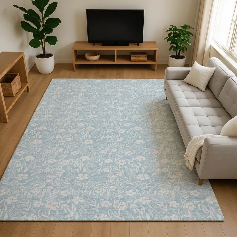 Luxury Washable Indoor/Outdoor Soft Essentials Sky 9\' x 12\' Rug