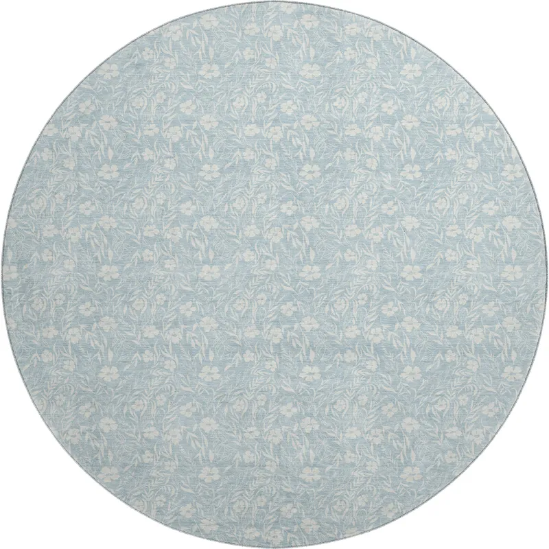 Luxury Washable Indoor/Outdoor Soft Essentials Sky 8\' x 8\' Round Rug