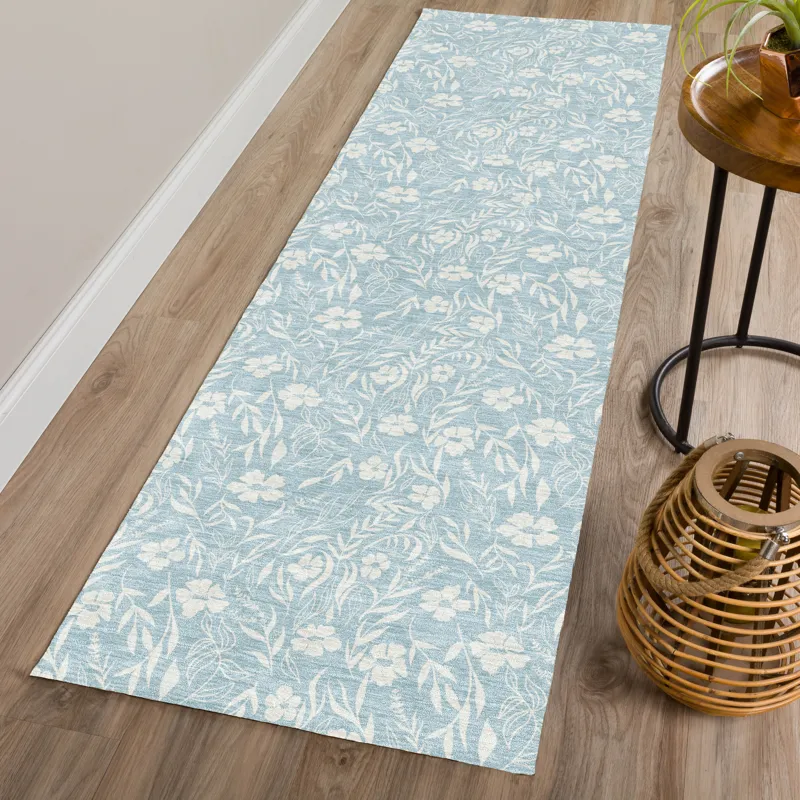 Luxury Washable Indoor/Outdoor Soft Essentials Sky 2\'3\" x 7\'6\" Runner Rug