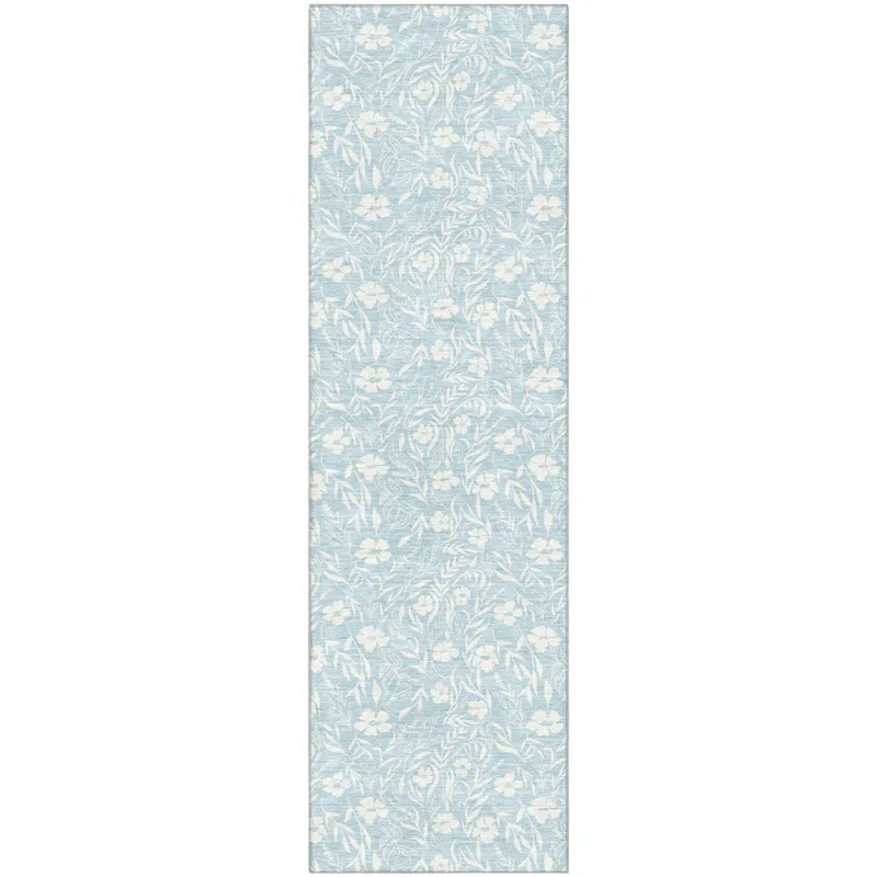 Luxury Washable Indoor/Outdoor Soft Essentials Sky 2\'3\" x 7\'6\" Runner Rug