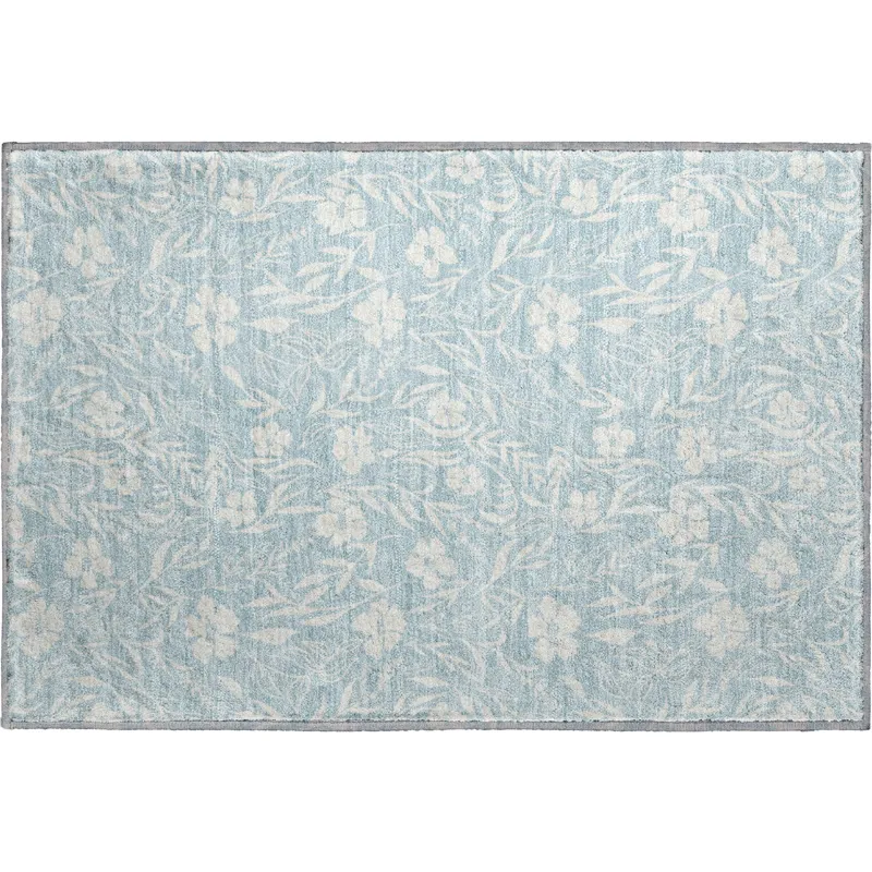 Luxury Washable Indoor/Outdoor Soft Essentials Sky 1\'8\" x 2\'6\" Rug