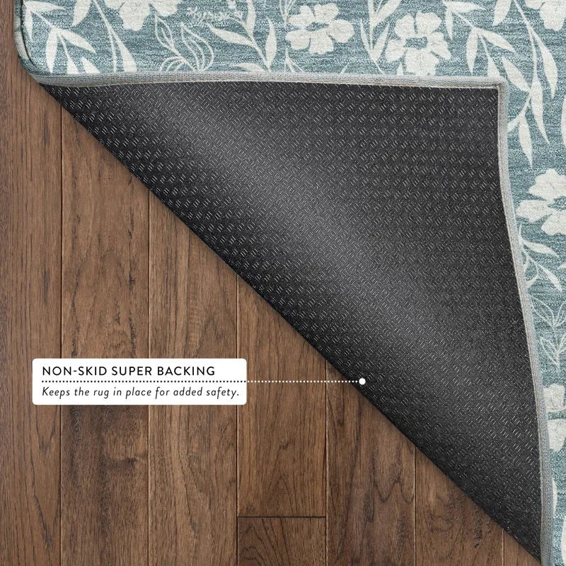 Luxury Washable Indoor/Outdoor Soft Essentials Teal 2\'3\" x 7\'6\" Runner Rug