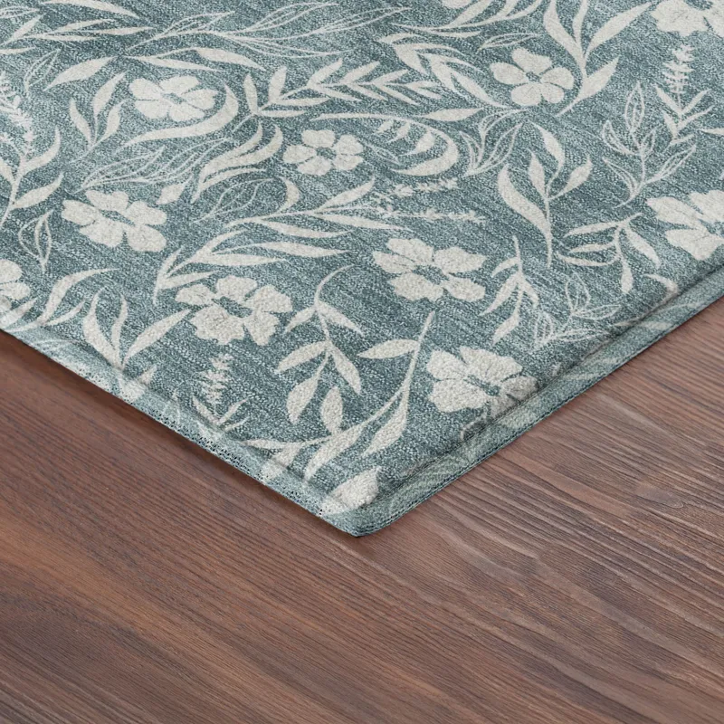 Luxury Washable Indoor/Outdoor Soft Essentials Teal 2\'3\" x 7\'6\" Runner Rug