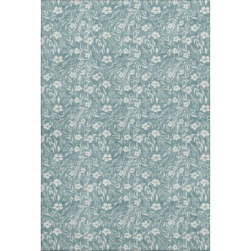 Luxury Washable Indoor/Outdoor Soft Essentials Teal 5\' x 7\'6\" Rug