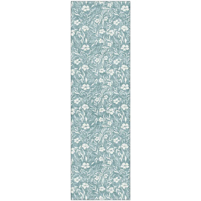 Luxury Washable Indoor/Outdoor Soft Essentials Teal 2\'3\" x 7\'6\" Runner Rug