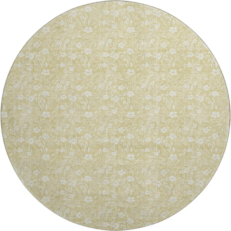Luxury Washable Indoor/Outdoor Soft Essentials Wheat 8\' x 8\' Round Rug