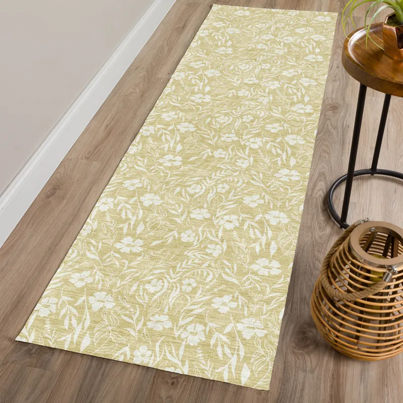 Luxury Washable Indoor/Outdoor Soft Essentials Wheat 2\'3\" x 7\'6\" Runner Rug