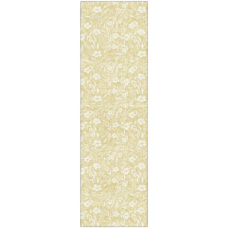 Luxury Washable Indoor/Outdoor Soft Essentials Wheat 2\'3\" x 7\'6\" Runner Rug