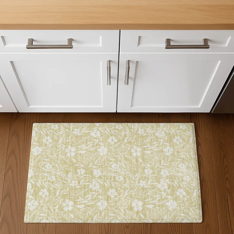 Luxury Washable Indoor/Outdoor Soft Essentials Wheat 1\'8\" x 2\'6\" Rug