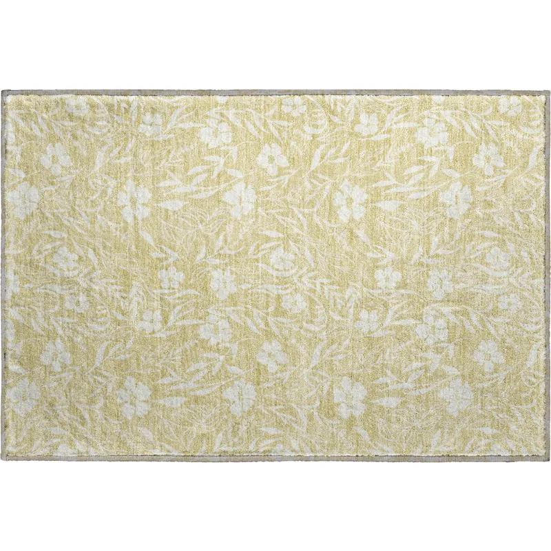 Luxury Washable Indoor/Outdoor Soft Essentials Wheat 1\'8\" x 2\'6\" Rug
