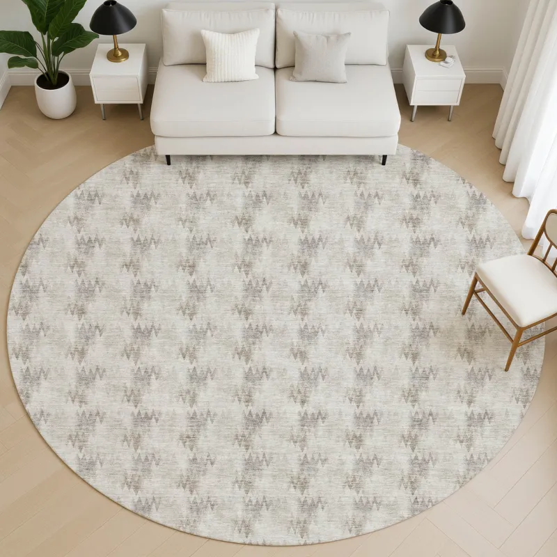 Luxury Washable Soft Essentials Beige 8\' x 8\' Round Rug