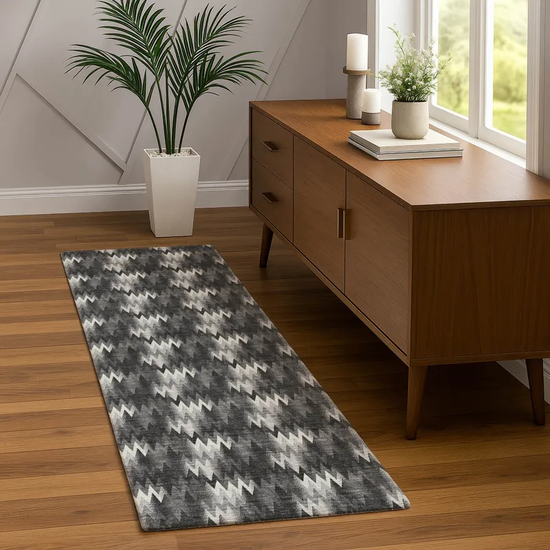 Luxury Washable Soft Essentials Black 2\'3\" x 7\'6\" Runner Rug