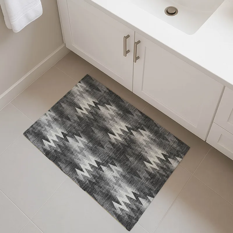 Luxury Washable Soft Essentials Black 1\'8\" x 2\'6\" Rug