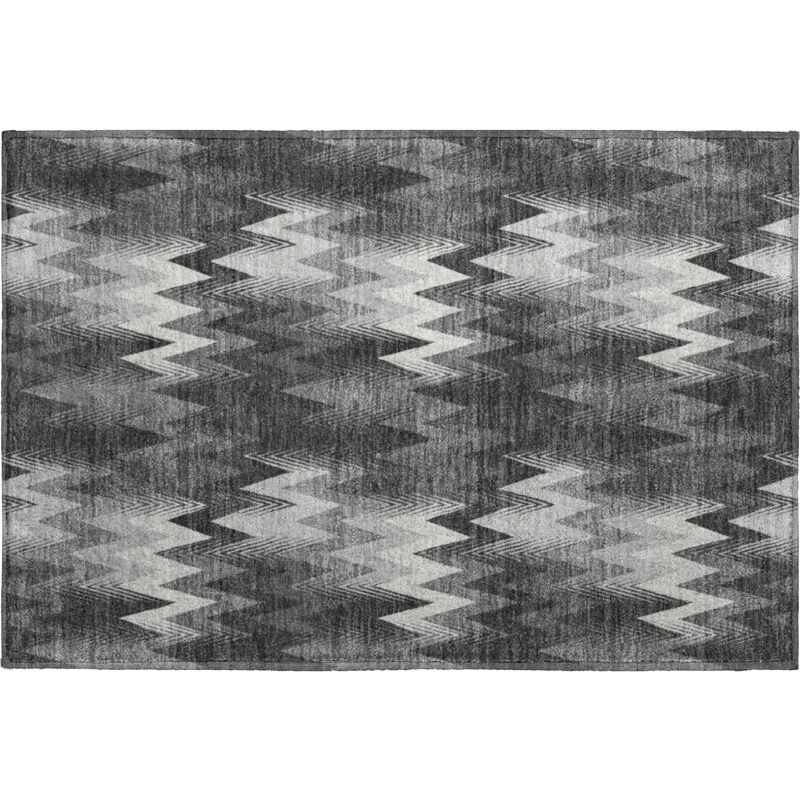 Luxury Washable Soft Essentials Black 1\'8\" x 2\'6\" Rug