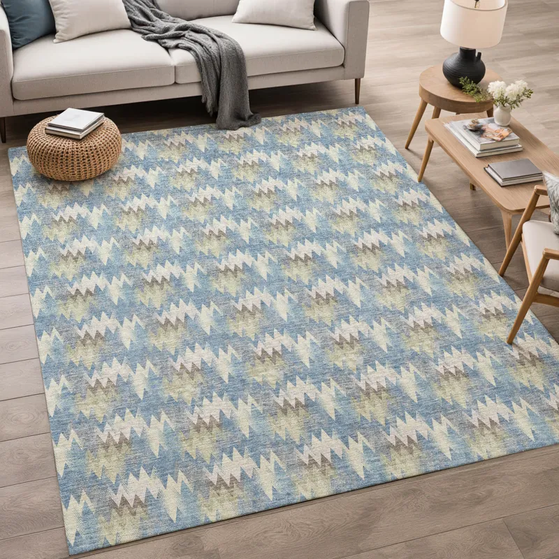 Luxury Washable Soft Essentials Blue 10\' x 14\' Rug