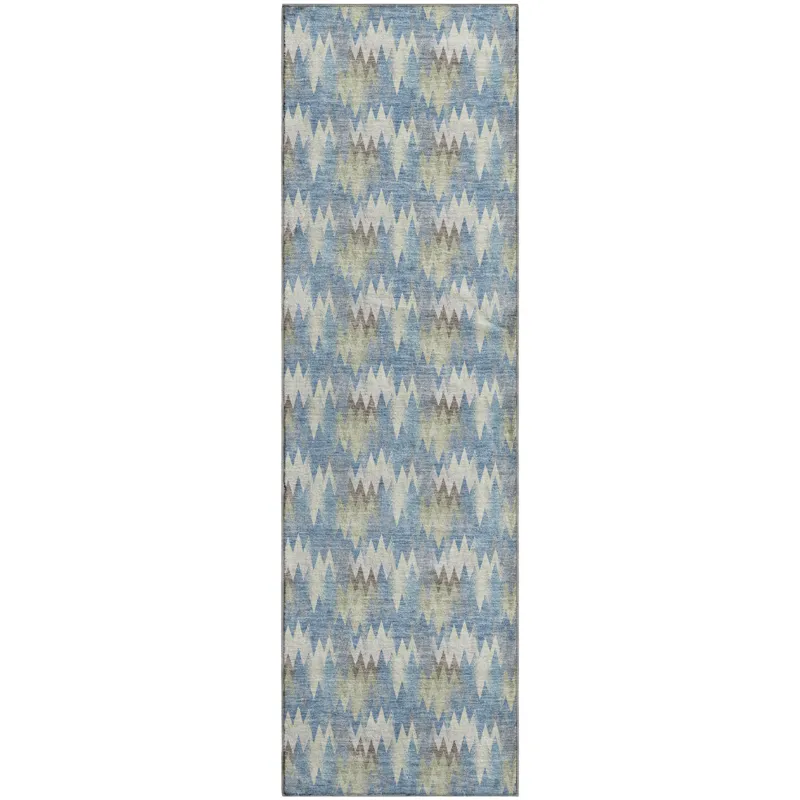 Luxury Washable Soft Essentials Blue 2\'3\" x 7\'6\" Runner Rug