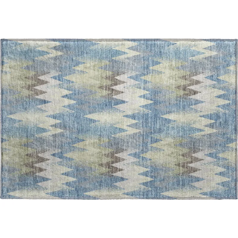 Luxury Washable Soft Essentials Blue 1\'8\" x 2\'6\" Rug
